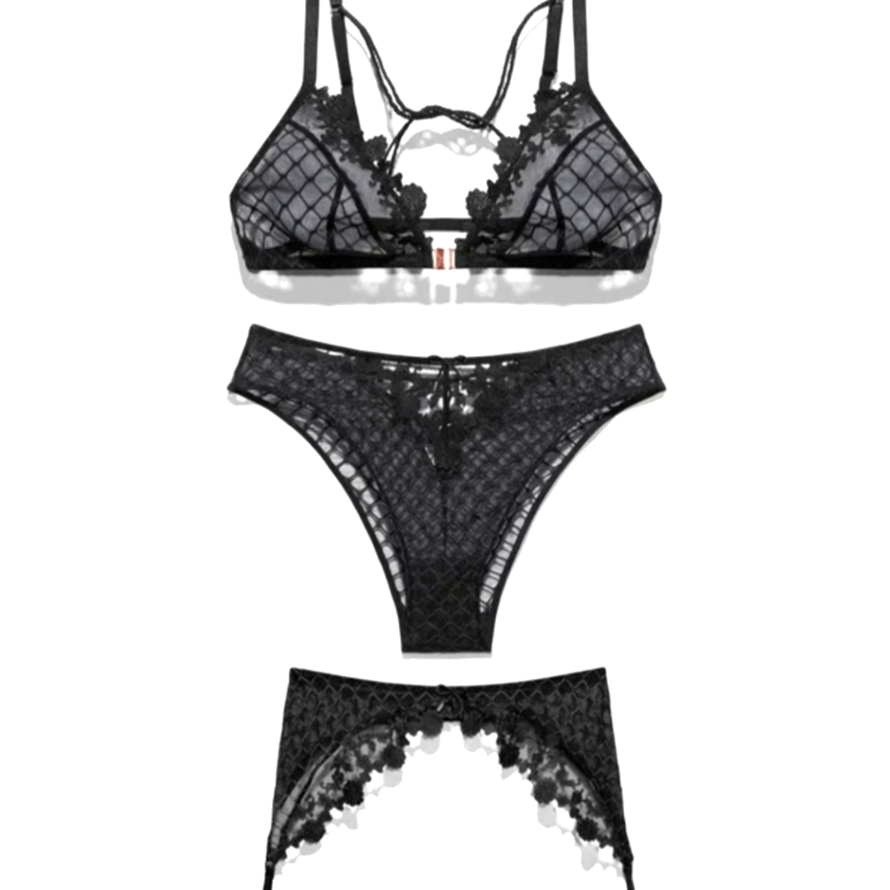 Savage X Fenty Baroque Bondage 3 piece set bra/panty/garter  VIP!
